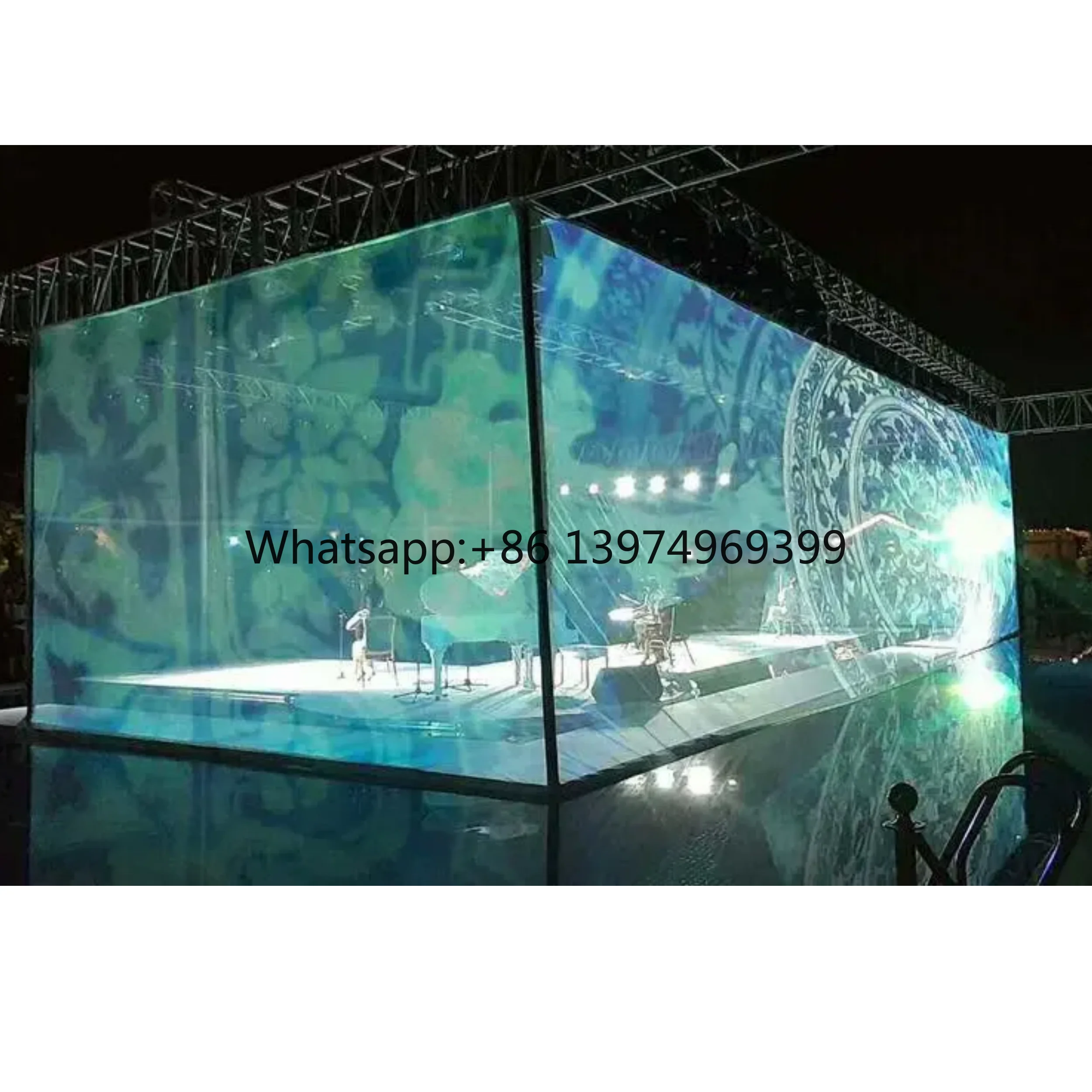 4x3 Meter Seamless High Transparency Holographic Mesh Screen Holo Gauze Screen for Stage Performances, Dual-Sided Projection