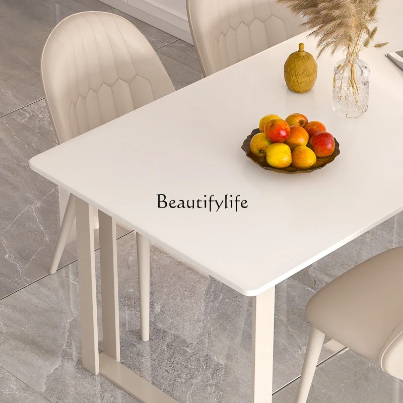 

yj7 Small apartment home cream style light luxury modern simple rectangular dining table