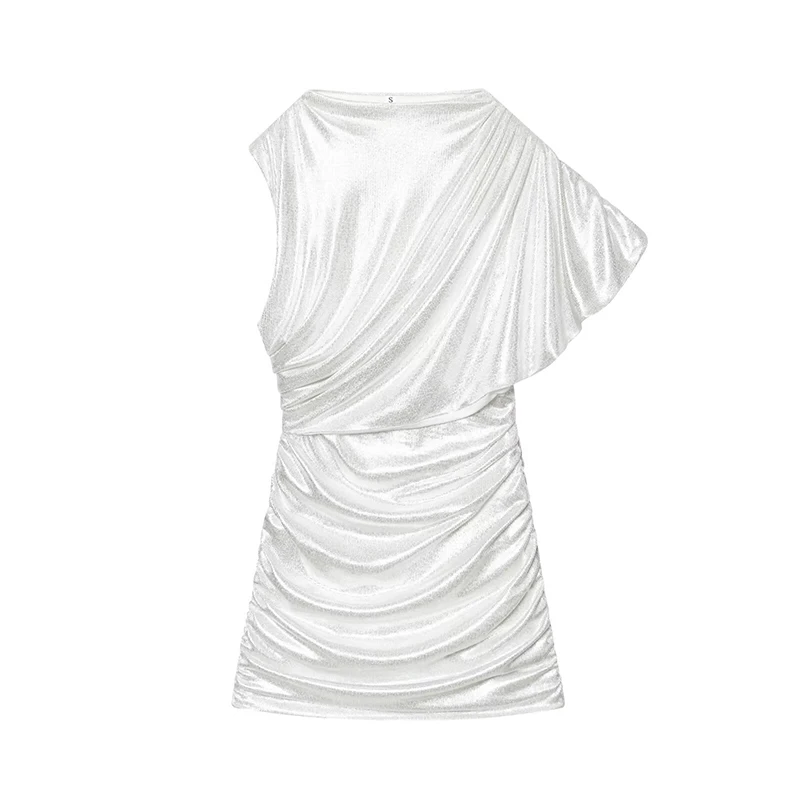 

YENKYE Women Dresses Sexy Party Vestidos Rhinestone Draped Bodycon Mini Dress New Lady Club Evening Gown