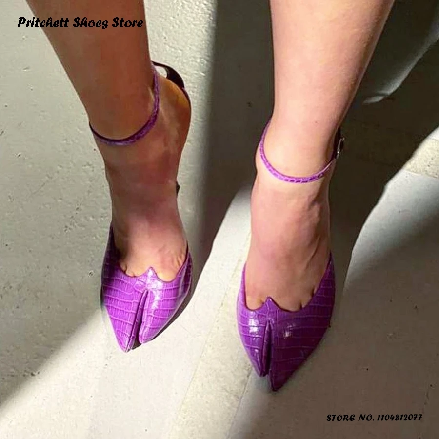 

Женские кожаные туфли-лодочки с раздельным носком, женская новинка, вечерние модельные туфли на тонком каблуке, весна-лето, туфли на высоком каблуке с мелким ремешком и пряжкой