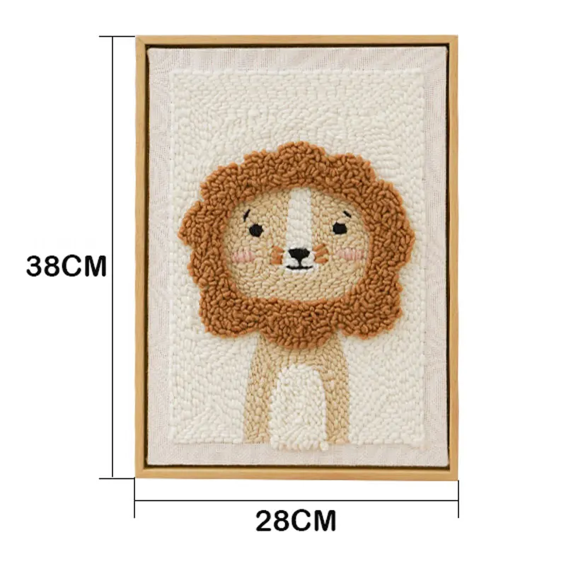 Complete Punch Needle Kit Cute Lion Rug Yarn Hooking Beginner Set With Magic Embroidery Needle Pen for Kids Adults Craft Gift