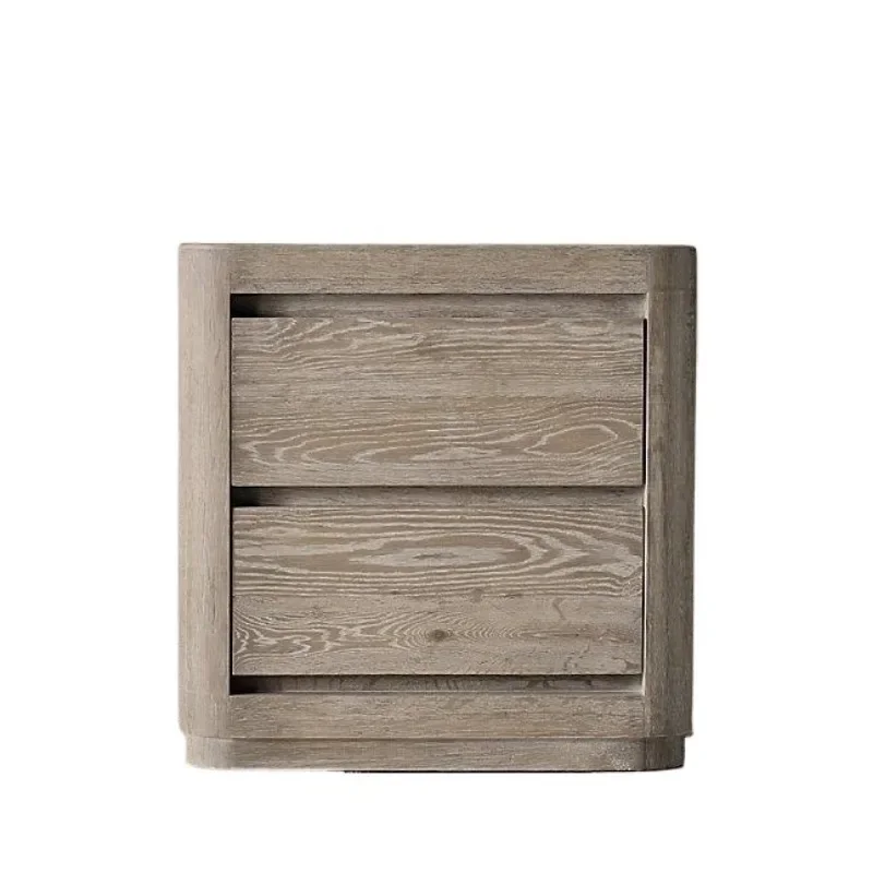 

American rural retro solid wood bedside table, Italian modern light luxury edge few Nordic simple side cabinet