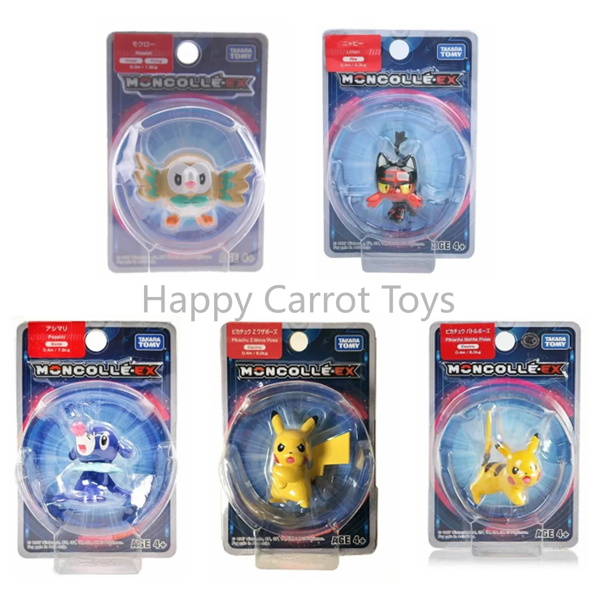 Takara Tomy Pokemon Moncolle EX Litten Пикачу Popplio Rowlet мини-фигурка классическая аниме Коллекционная модель детские игрушки