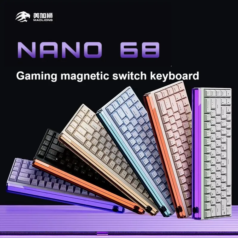 Madlions NANO 68 PRO Magnetic Gaming Keyboard Rapid Trigger Type-C RGB 8KHZ Polling Custom Keyboard Gamer