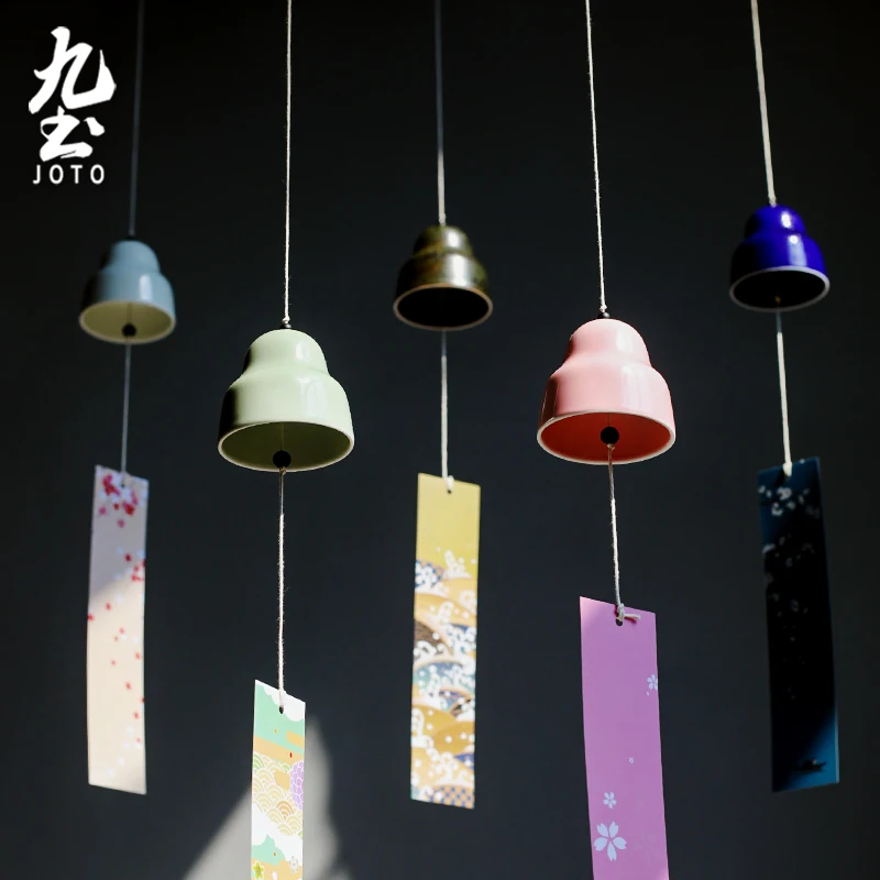 

JOTO Multi-color available Crisp sound Handmade Ceramic Wind Chime Vintage Hanging Ornament PJR0112