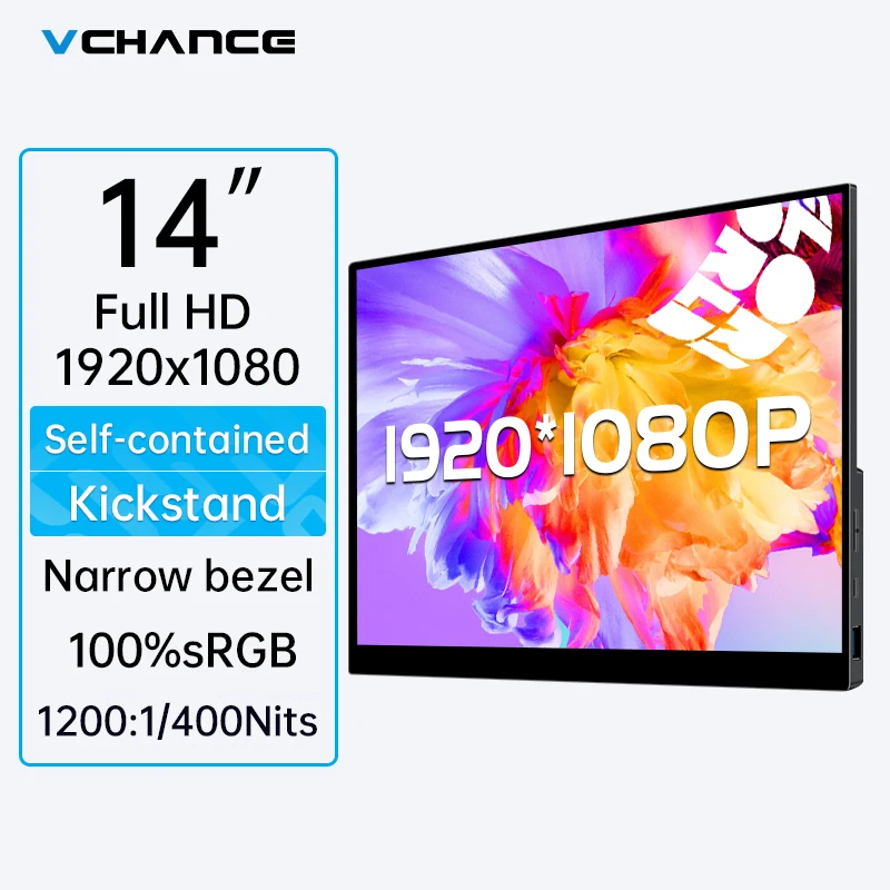 

VCHANCE 14inch Portable Monitor 1920x1080p FHD HDMI-compatible USB-C with Stand Travel Display for Laptop Phone Xbox Switch PS5