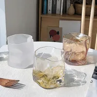 Creative Drinkware 280ml 9.7oz Simple Irregular Twist Glass Cup Party Cocktail Glass Juice Coffee Cup Classical Whiskey Glass