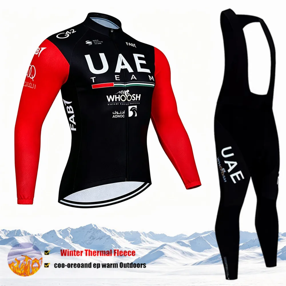 New New UAE Team Warm Winter Thermal Fleece Cycling Jersey Sets Men Outdoor Riding MTB Ropa Ciclismo Bib Pants Set Cycling Clothing - Aliexpress Deal