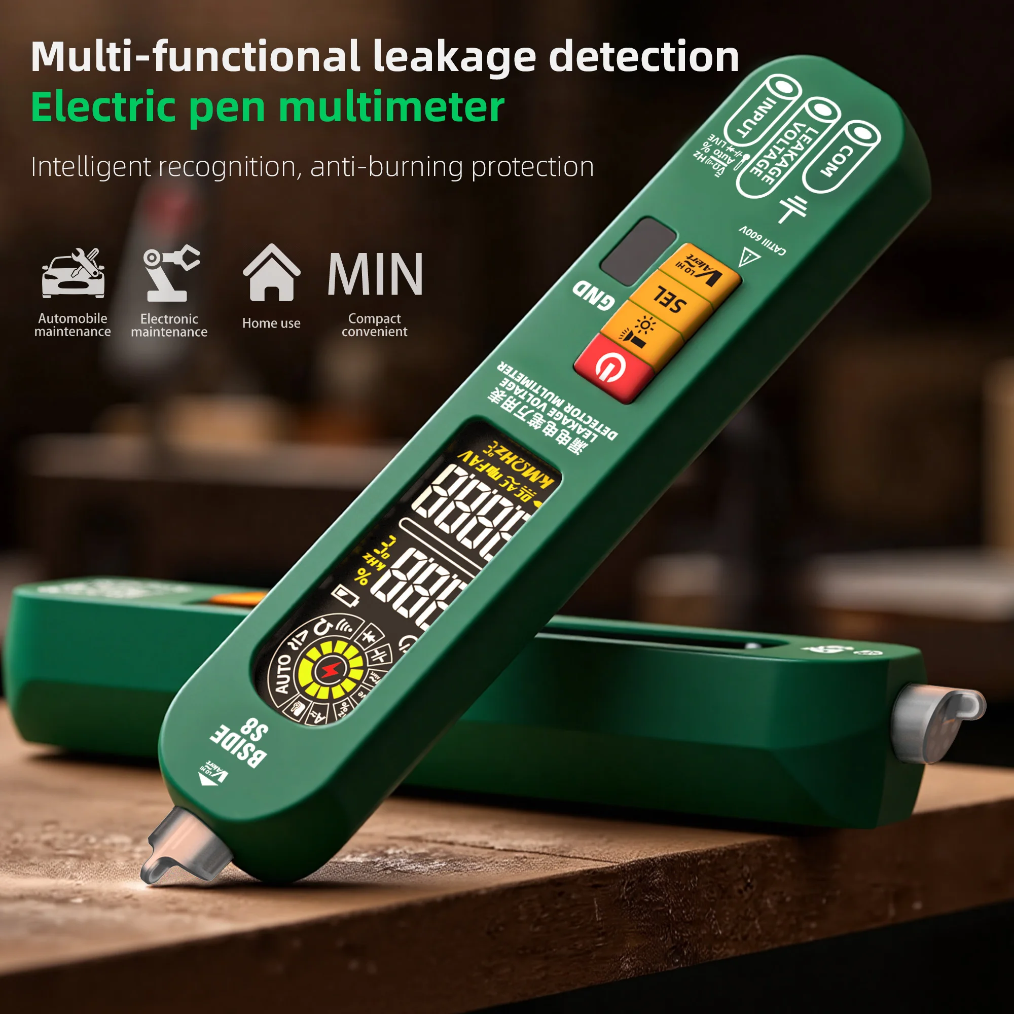 Voltage Tester Pen Type Multimeter Digital Professional 6000 Non-Contact Detection Leakage AC/DC Voltage Ohm meter Tool BSIDE S8