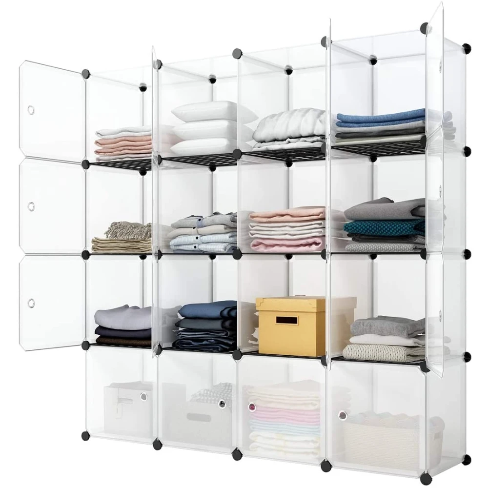 

16-Cube Storage Shelf Cube Shelving Bookcase Bookshelf Clothes Organizing Closet Toy Organizer Cabinet White