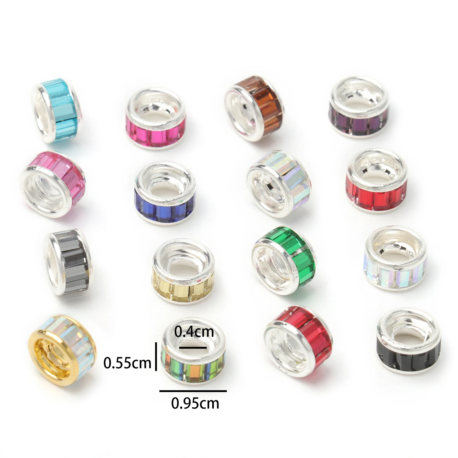 10pcs/lot 10mm Round Rhinestone Crystal 4mm Big Hole Rondelle Spacer Beads for Jewelry DIY Making Bracelet Necklace Accessories