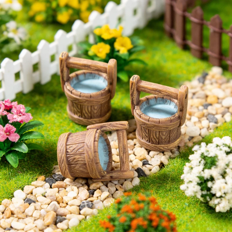 3pcs Dollhouse Mini Bucket Model Set, for Dollhouse Courtyard Garden Bucket Scene Accessories, Scene Shooting Props, Enthusiasts