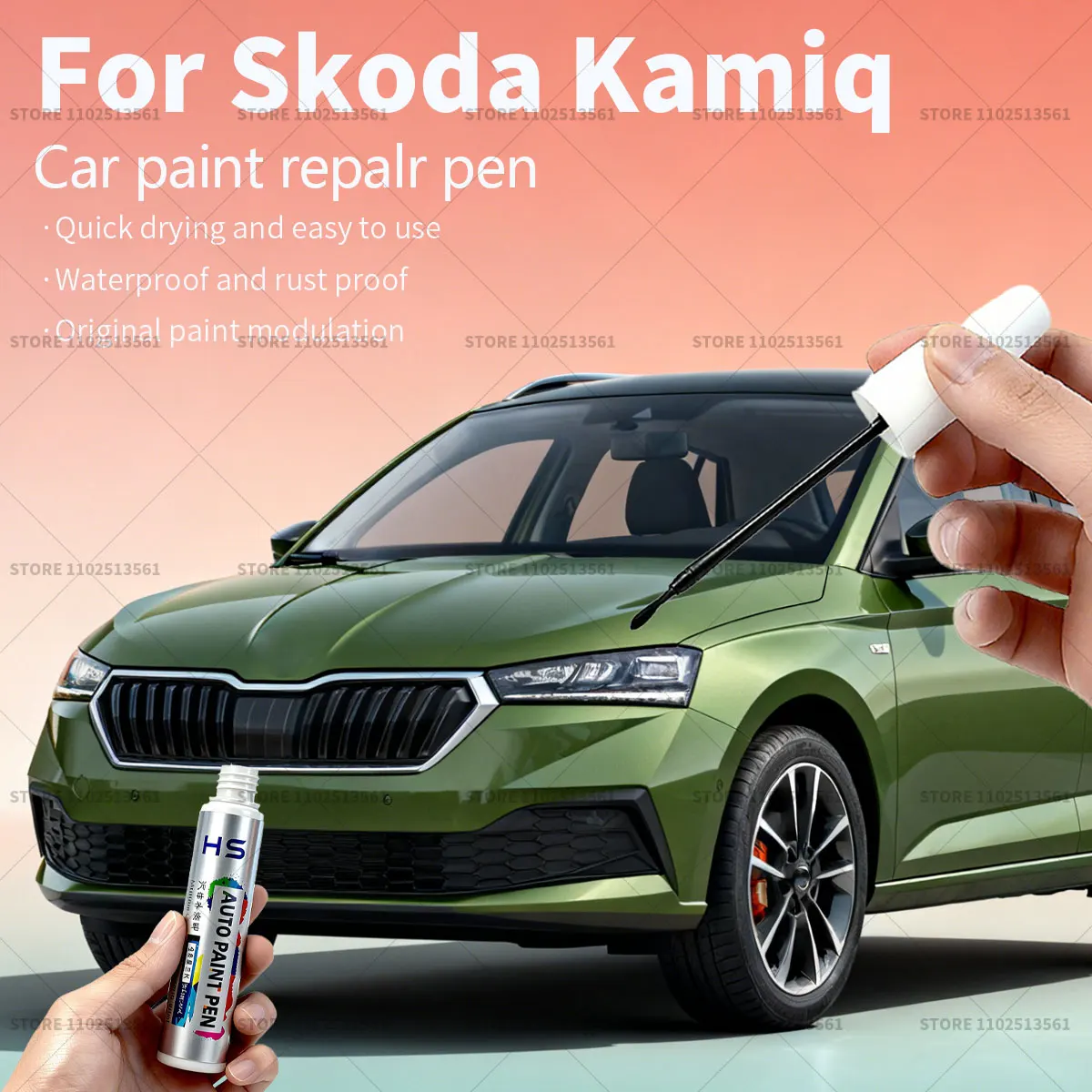 

Ручка для ремонта автомобильной краски, средство для удаления царапин, сделай сам, автоаксессуары для Skoda Kamiq, синий LB5K, серебристый LA7R, белый LB9A, золото LP1Q