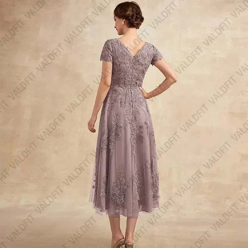 Customized Tea Length Lace Mother of the Bride Dresses Wedding Party Dress vestidos de fiestas elegantes mujer boda