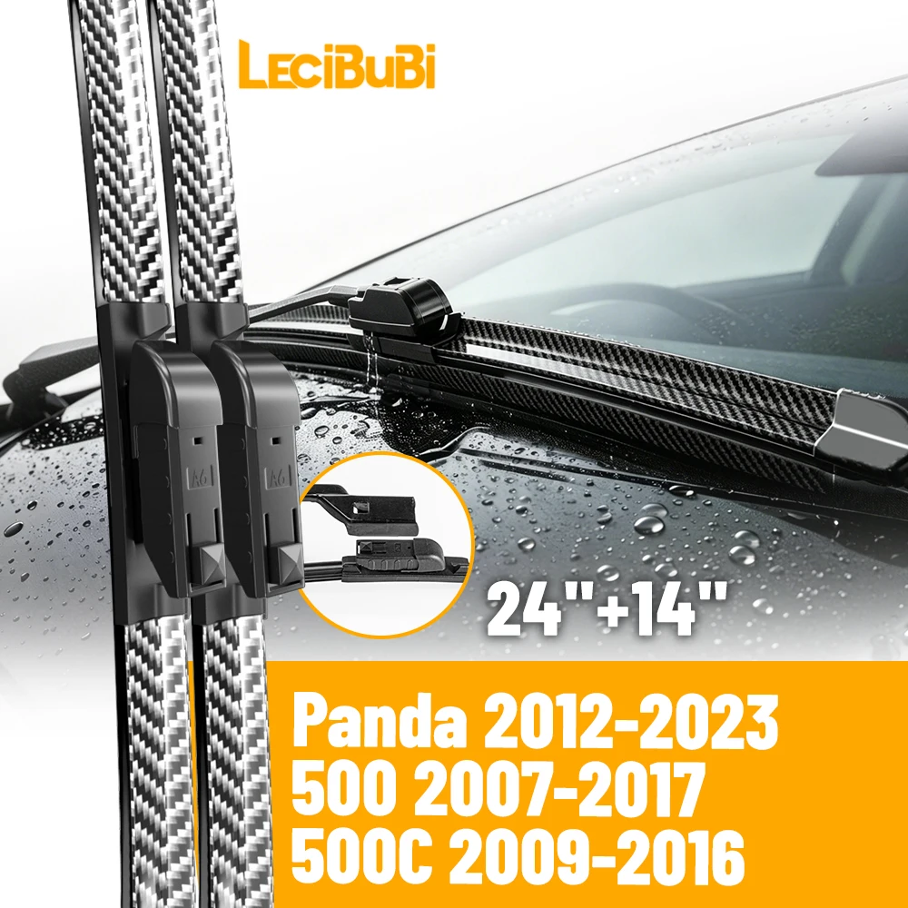 2pcs Front Windshield Windscreen Wiper Blades For Fiat Panda 500 500C Carbon Fibre Rubber Brushes Car Accessories 24