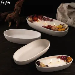 For Fun DIY Gypsum Cement Candle Boat Silicone Molds Irregular Oval Storage Tray Mold Resin Mould Aromatherapy Home Decor