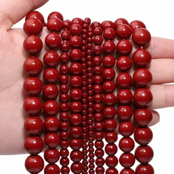 4/6/8/10/12mm Natural Stone Red Cinnabar Round Loose Spacer Beads for Jewelry Making DIY Charms Bracelet Necklace Accessories