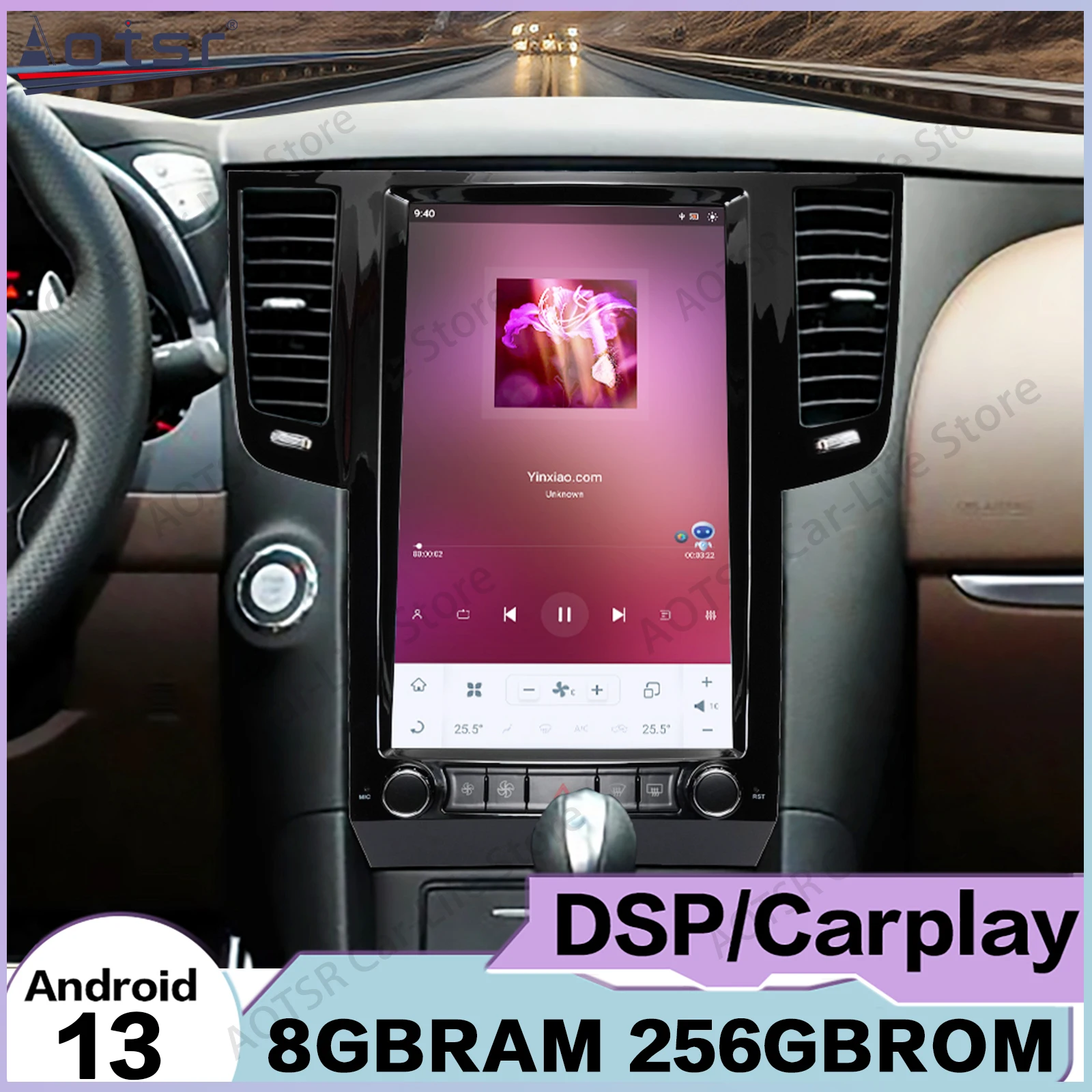 Tesa- Screen Android 13 Player For Infiniti FX25 FX35 FX37 2009 2010 2011 2012 Qx70 2013 2014 2015 2016 GPS Autostereo Head Unit