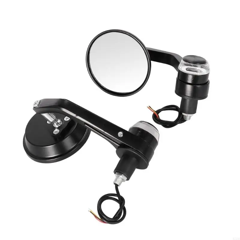 M76E 7/8 Zoll Motorrad-Lenkerendspiegel mit Lichtgehäusen, Seitenspiegelpaar zum Ersetzen abgenutzter Lenkerteile – Detail 3