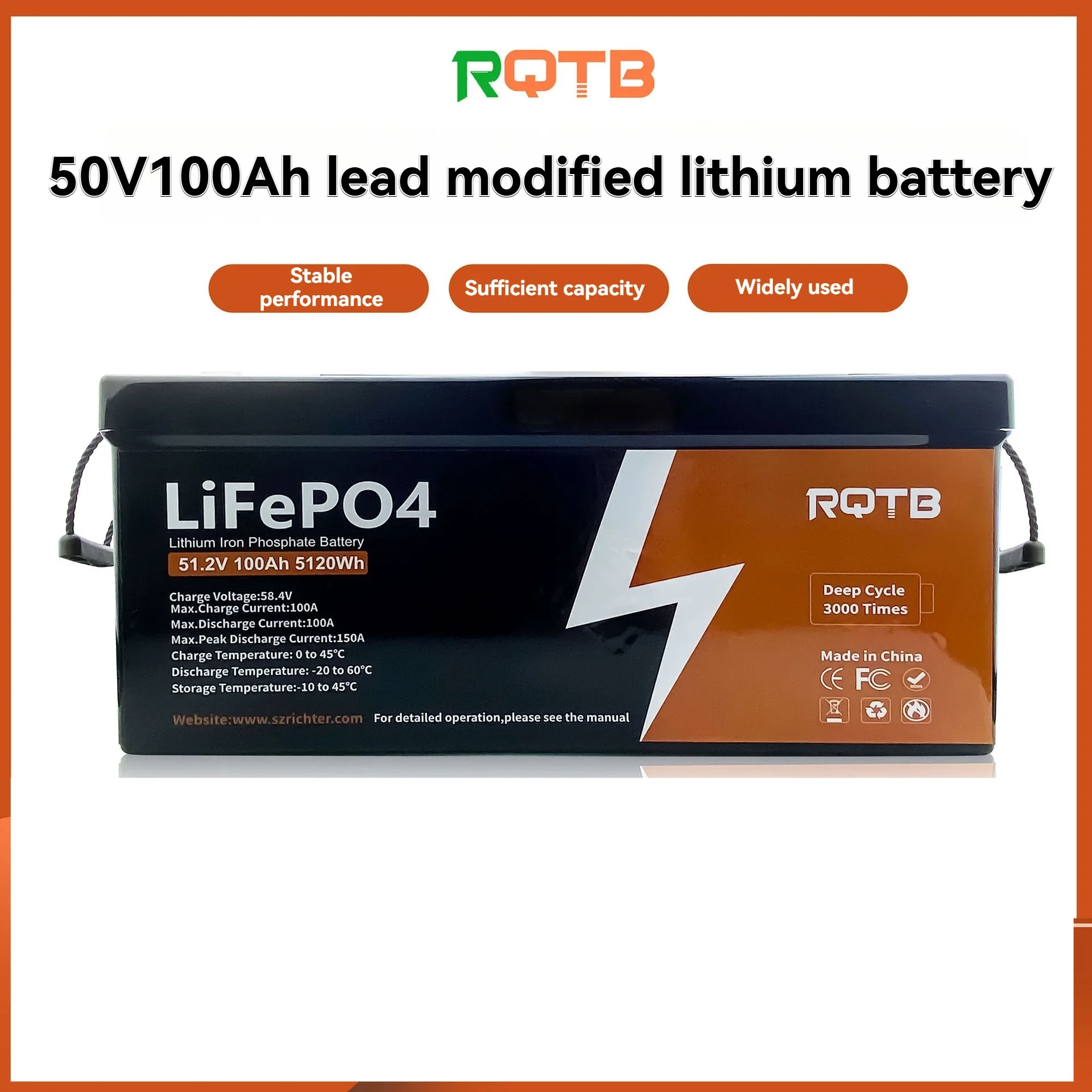 

12V100Ah lead-to-lithium battery, large-capacity RV energy storage battery 50ah lithium iron phosphate battery