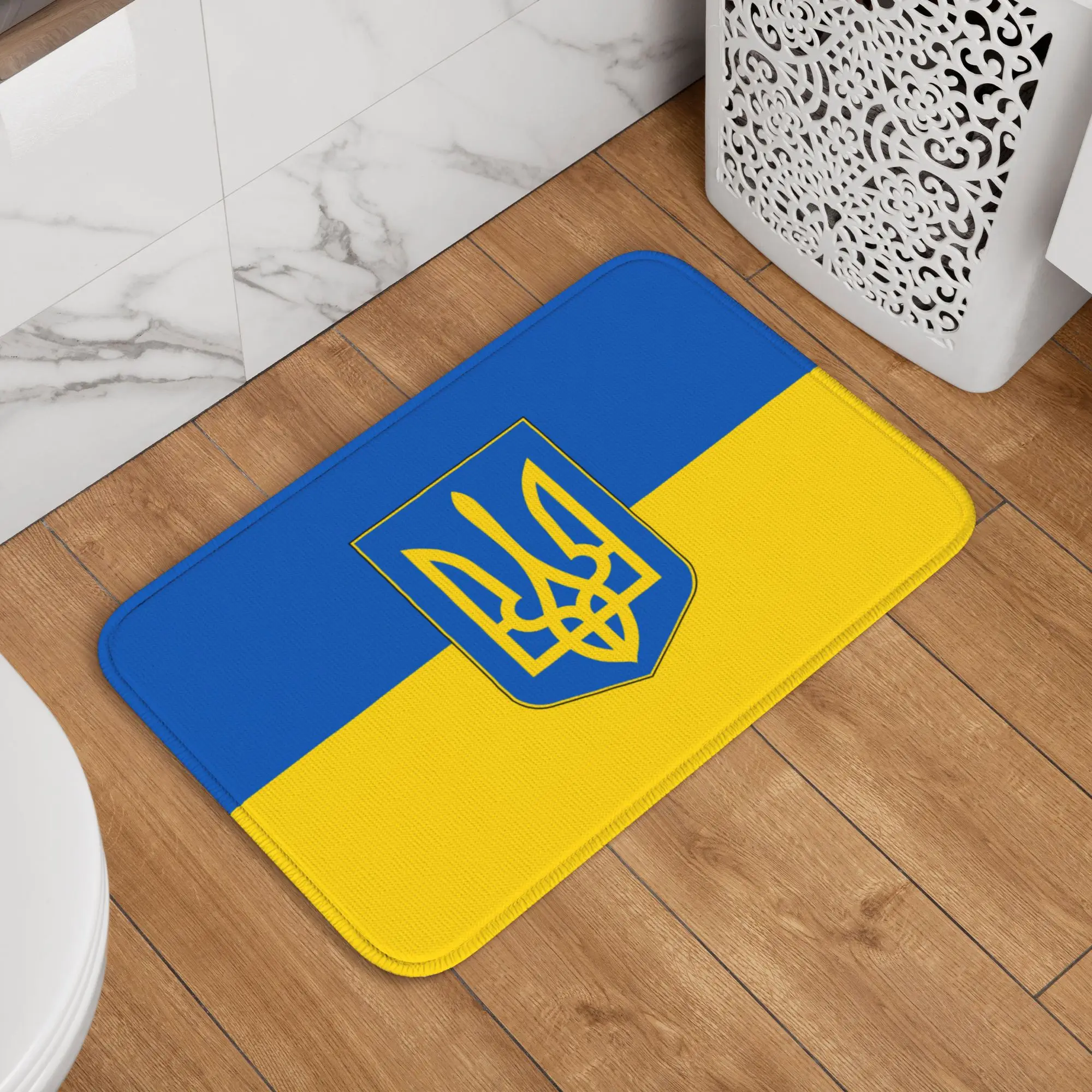 Custom Flag of Ukraine Front Door Mat Anti-Slip Indoor Waterproof Patriotic Doormat Kitchen Balcony Entrance Rug Carpet