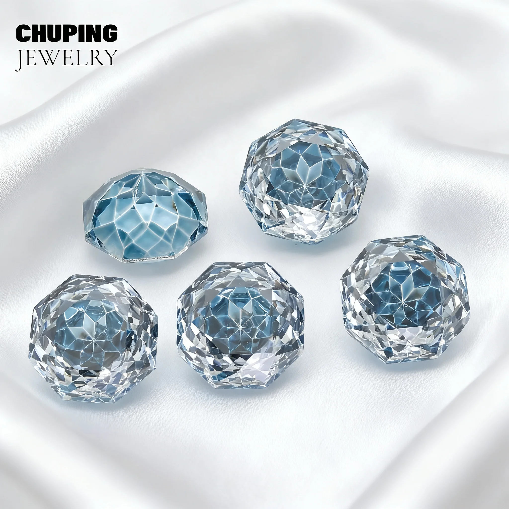 

ChuPing Jewelry 5A Grade Midnight Blue Cubic Zirconia Millennium Rose Cut Stud With Lab CZ Making Loose Gemstone Jewelry