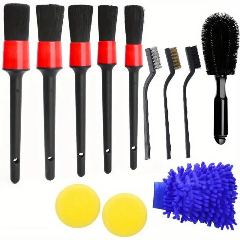 1Set /12Pcs/Pack Car Detail Brushes Soft Bristle Wheel Interior Cleaning Tools for Auto Care