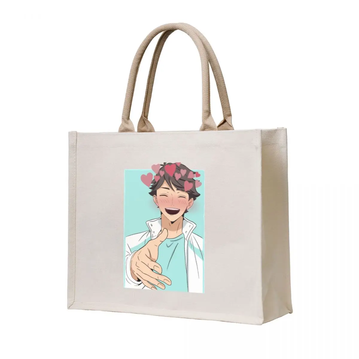 

Blushing Oikawa Tote Bag shopping cart bags foldable reusable bag reusable grocery bags Canvas