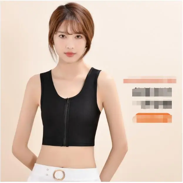 Non Bandage Tank Tops Tight-Fitting Zip Comfortable Front Zipper Corset Bra Shaping Clothes Breathable Chest Breast Binder 2026