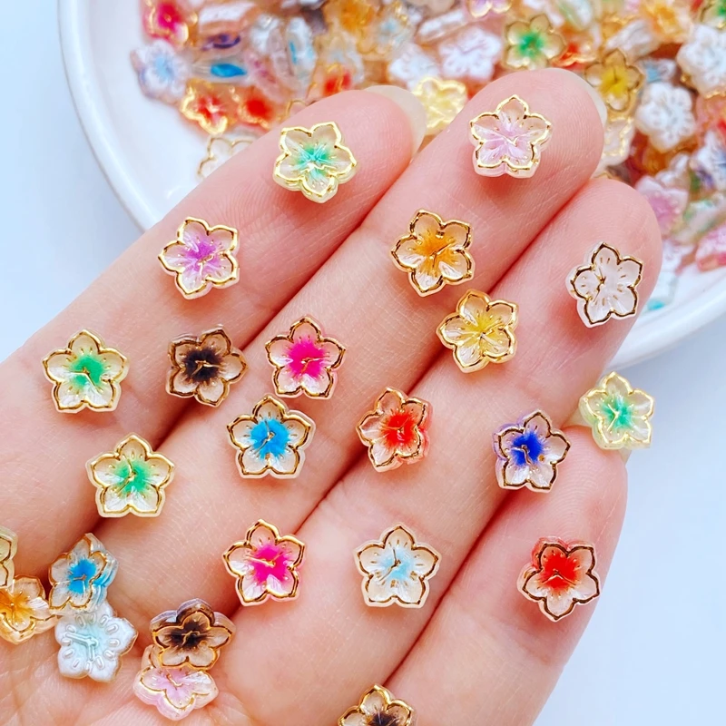 100pcs 3D Resin Nail Charms Flower clock Nail Parts Accessories Kawaii DIY Nail Art Decoration