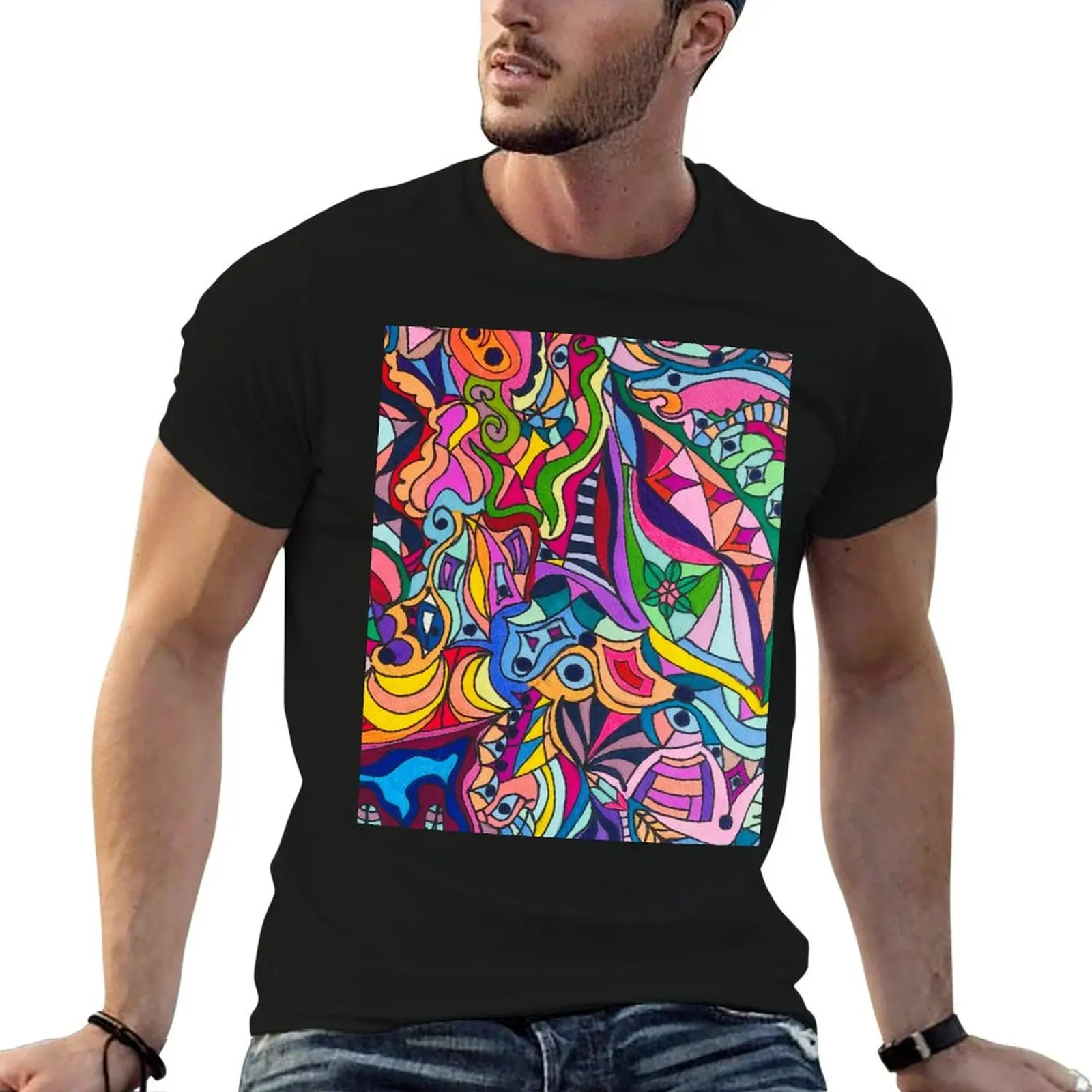 

Trippy Rainbow Zentangle T-Shirt funny t shirts dark humor g man t shirts for men T-Shirt