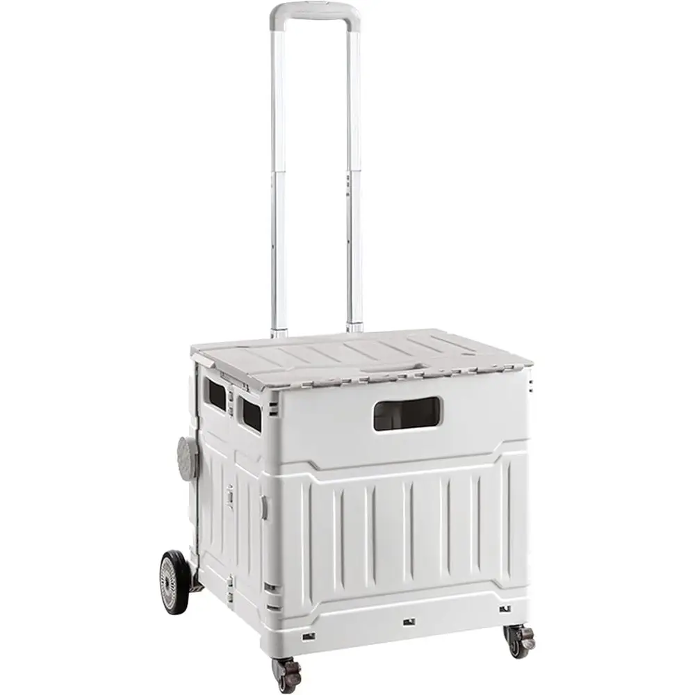 

Складная тележка на колесах - вместительная хозяйственная тележка для дома, кухни и сада (цвет: серый)