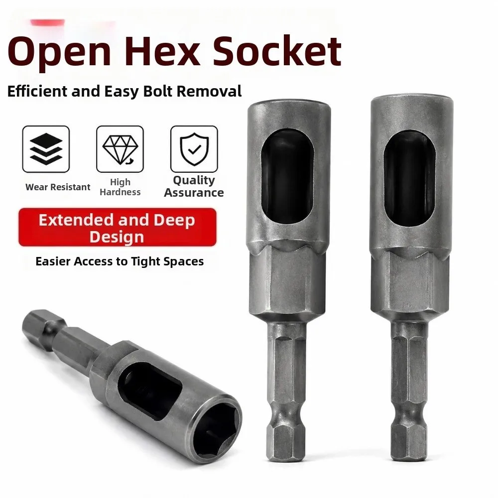 High Carbon Steel Open End Socket Extended Reach Open Side Structure Deep Socket Adapter Sandblasted Finish Impact Resistant