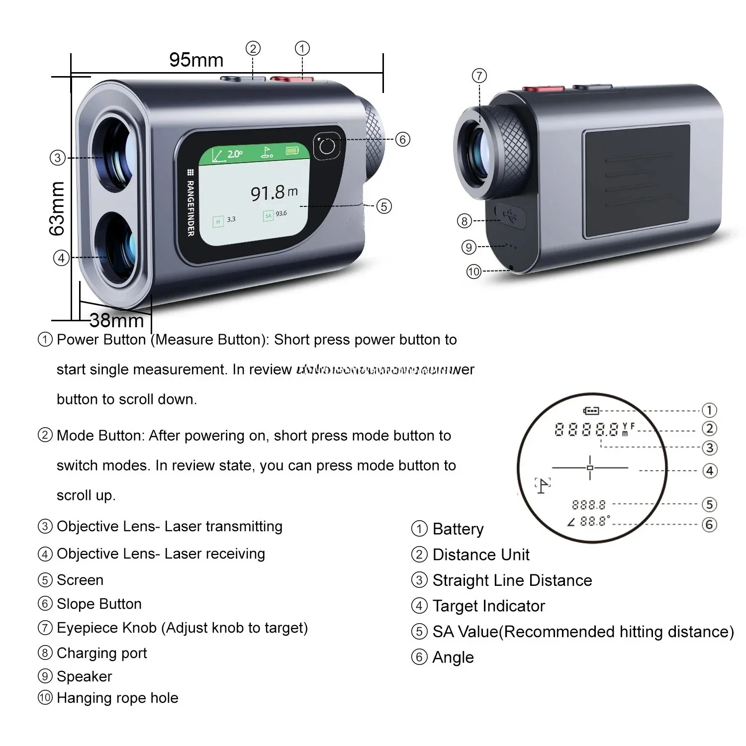 

800m Best Selling Meter Digital Measurement Device Wireless Range Finder for Golf Hunting Engineering Projects