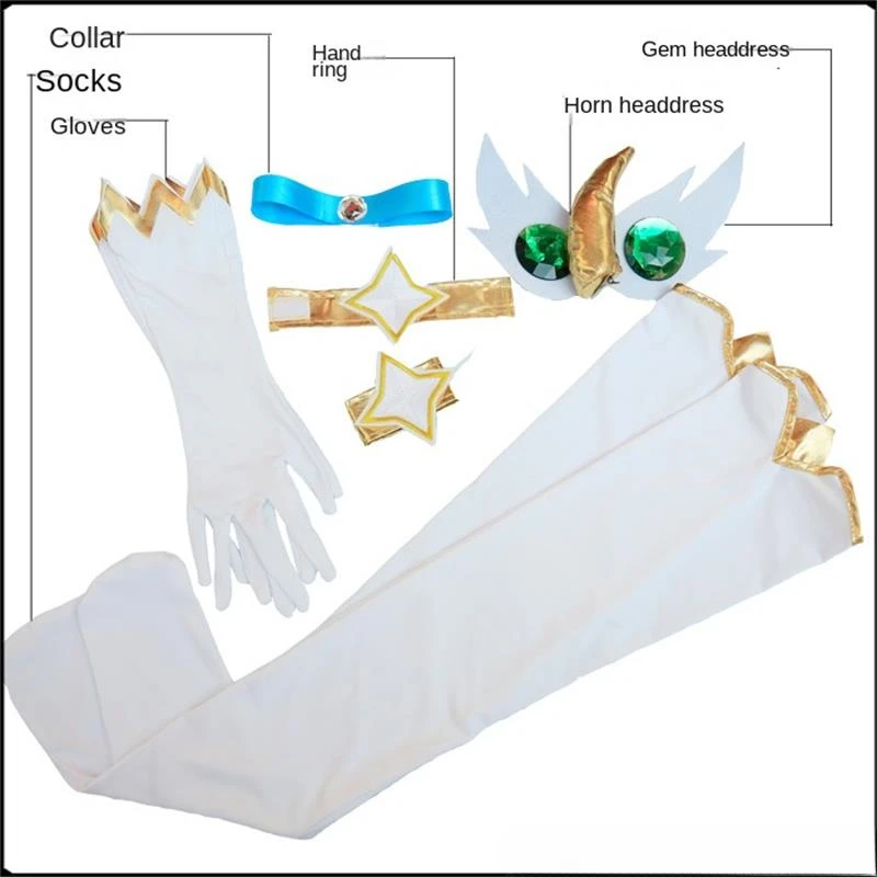 Game LOL Star Guardian of Soraka Cosplay Costume The Starchild Wig Ears Horn Anime Lolita Dress Halloween Sexy Women Green Suit