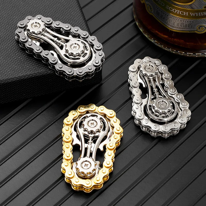 Sprockets Flywheel Fingertip Gyro Fidget Spinner Antistress Anxiety Metal Bike Chains EDC Spinner Fidget Toys For Adult Kids