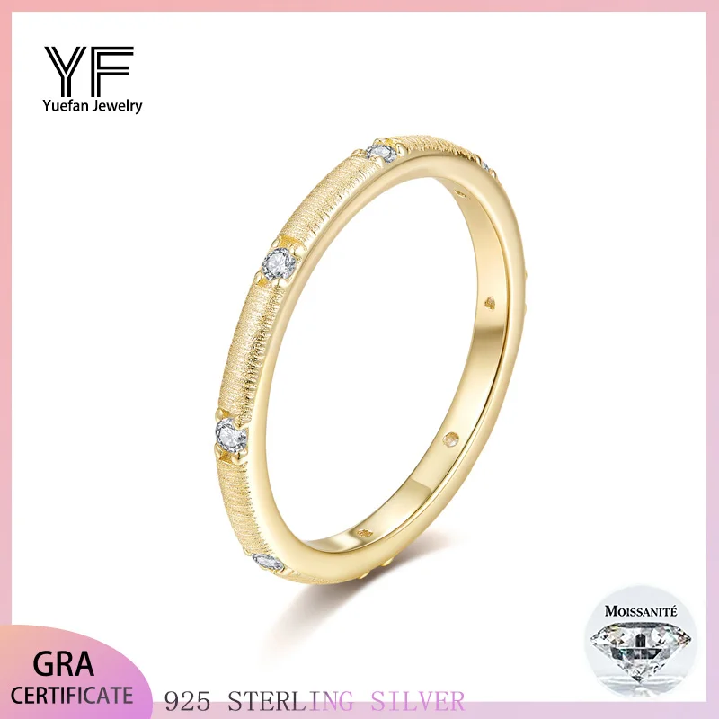 

925 silver moissanite ring for ladies, brushed finish, elegant engagement wedding, durable high jewelry, banquet anniversary