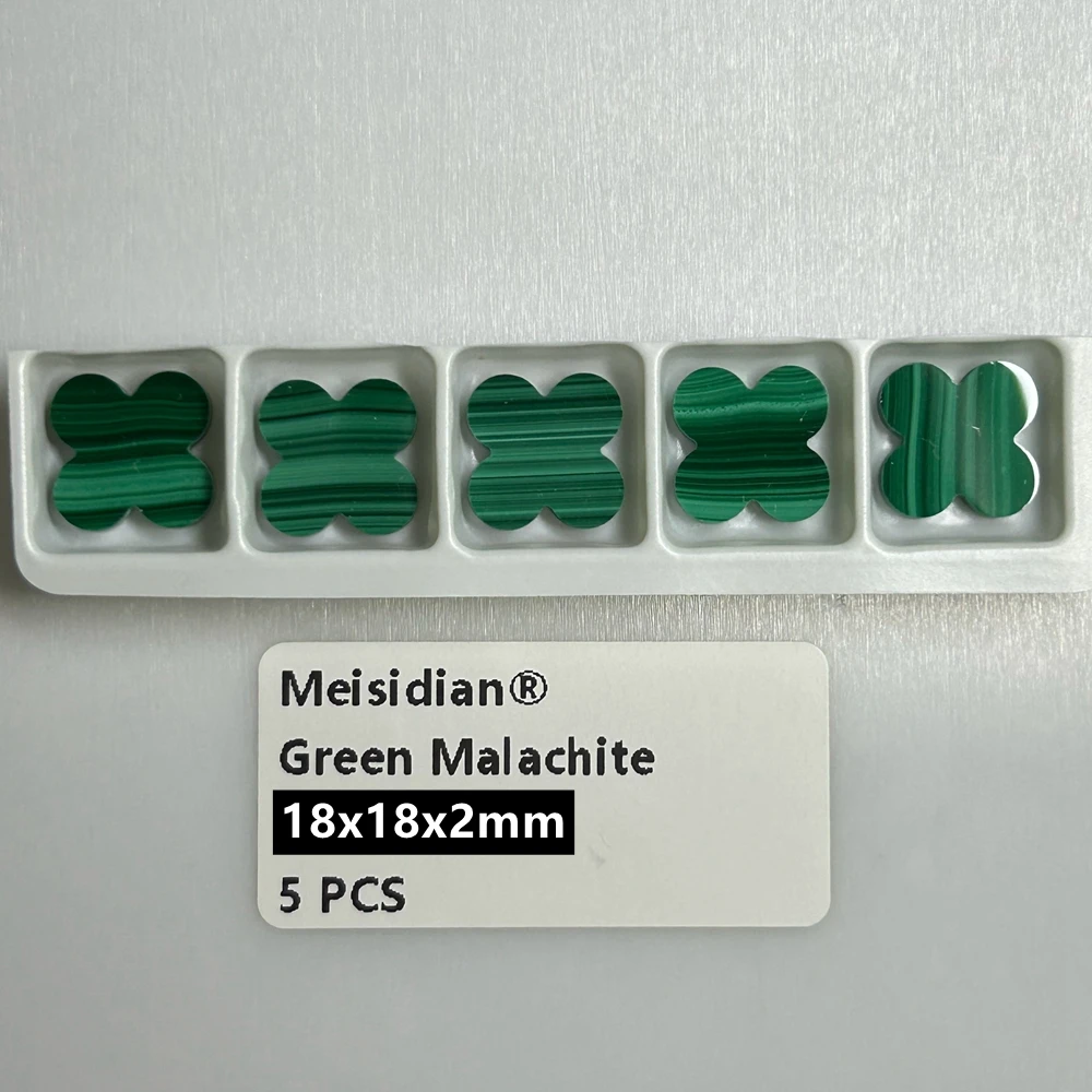 Meisidian 18x18x2mm White Shell Narutal Malachite Four Leaf Clover Stone Pendant