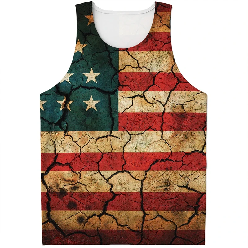 American Eagle Flag Pattern Tank Top Gym Tee Shirts 3D Printed Street Sportswear Vest Quick Drying Sleeveless T-Shirt Tops 6XL