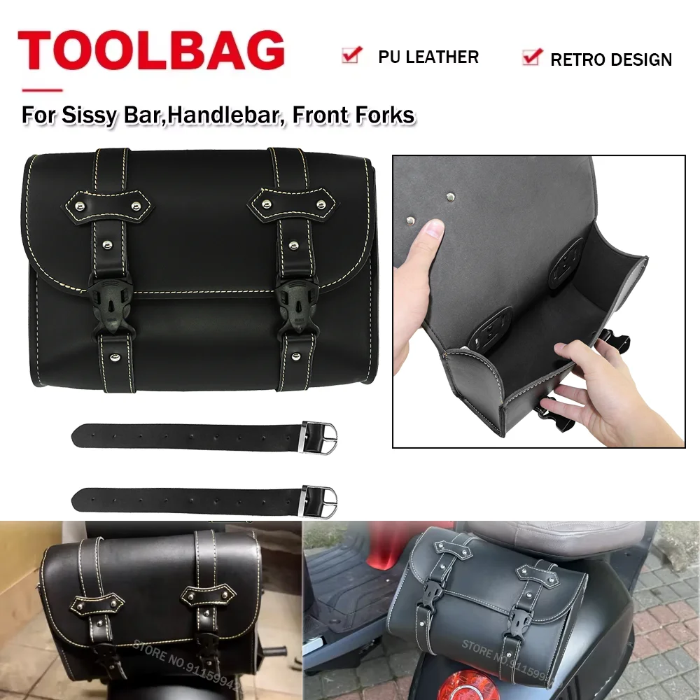 

Motorcycle Saddlebag Side Bag Rear Luggage Saddle Bag PU Leather Storage Toolbag For Harley Sportster XL883 XL1200 For Yamaha