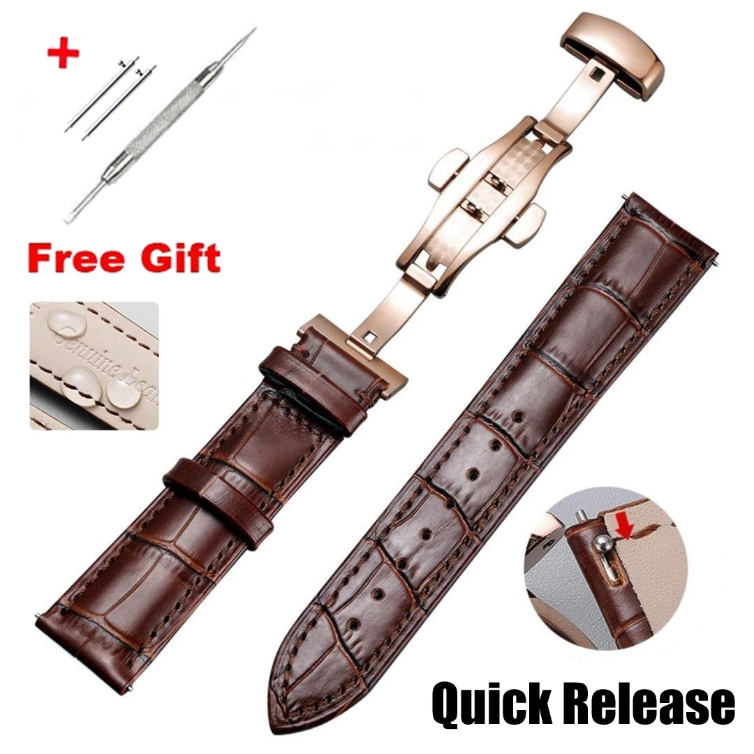 *true genuine*  Watch Strap  Quick Release Full Grain Leather Watch Band Top Quality 12 13 14 15 16 17 18 19 20 21 22 23 24 mm