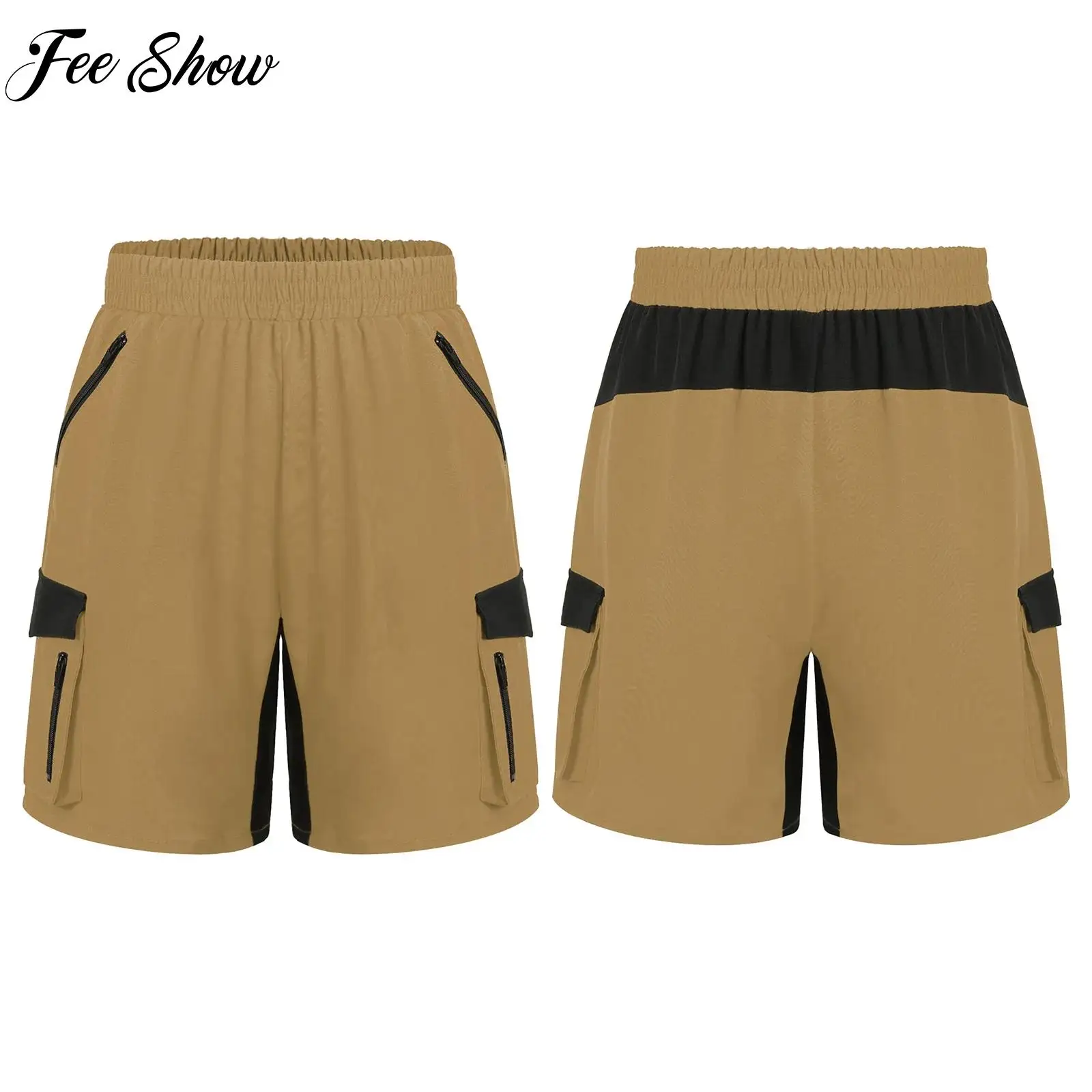 شورت رياضي أنيق للأطفال الأولاد بألوان متعددة، شورت بحزام خصر مطاطي مع جيوب بسحاب للتمرين والجري وركوب الدراجات #1