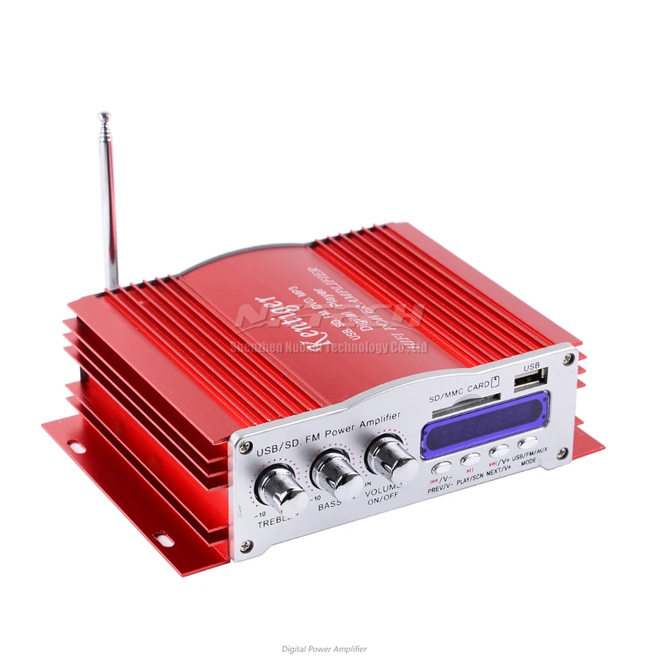 Digital Player Kentiger Car Hi-Fi Power Amplifier 4-CH RMS 20W Stereo Audio DVD MP3 USB SD MMC Card FM Radio BASS Amplifiers