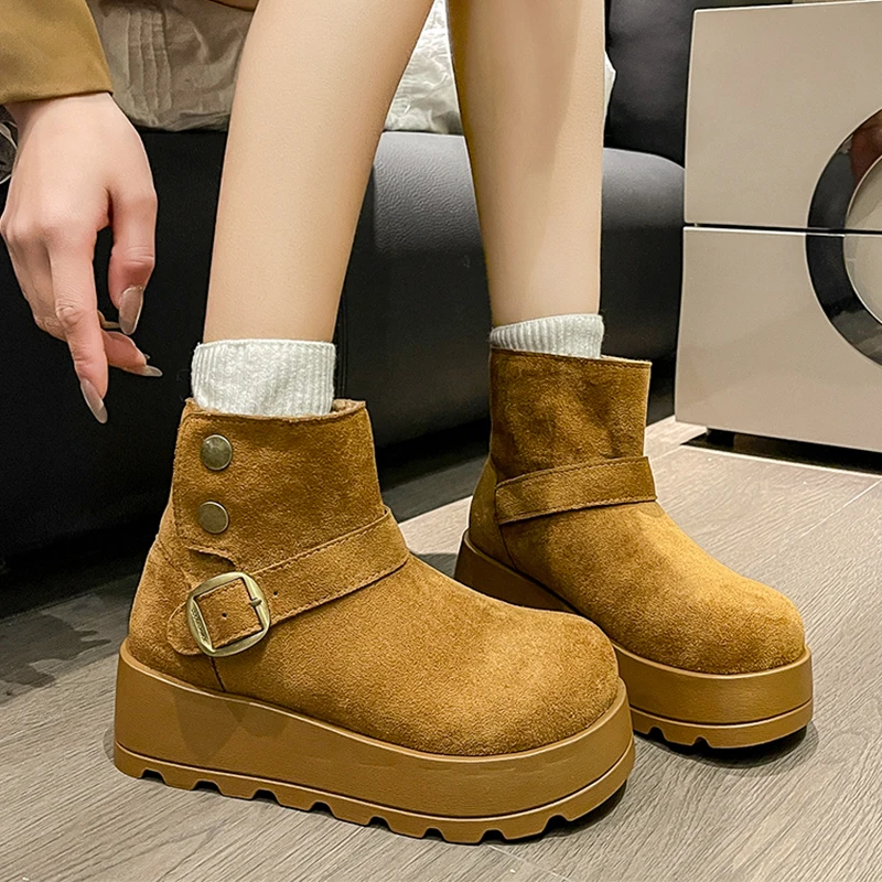 

Women Flats Platform Snow Boots Fad Warm Cotton Shoes Woman 2025 Winter Trend Sneaker Sport Walking Ankle Boots Mujer Zapatos