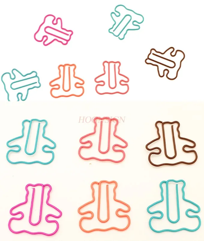 20pcs Colorful Bear Paper Clips Cartoon Paper Clips Metal Bookmarks Stationery Cute Paper Clips