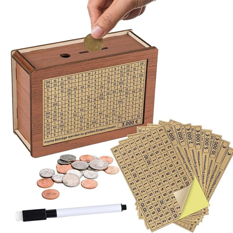 Durable Money Box With Reusable Small Financial Management Non-Toxic Wood Wooden Money Box Box With Saving Odorless