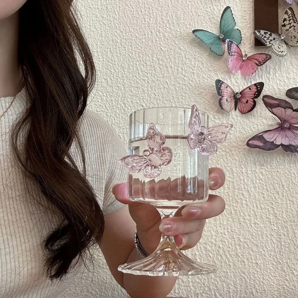 Original High Legged Glass Cup Instagram Butterfly Wine Glassware Champagne Glasses Cocktail Aesthetic Cups Christmas Gifts