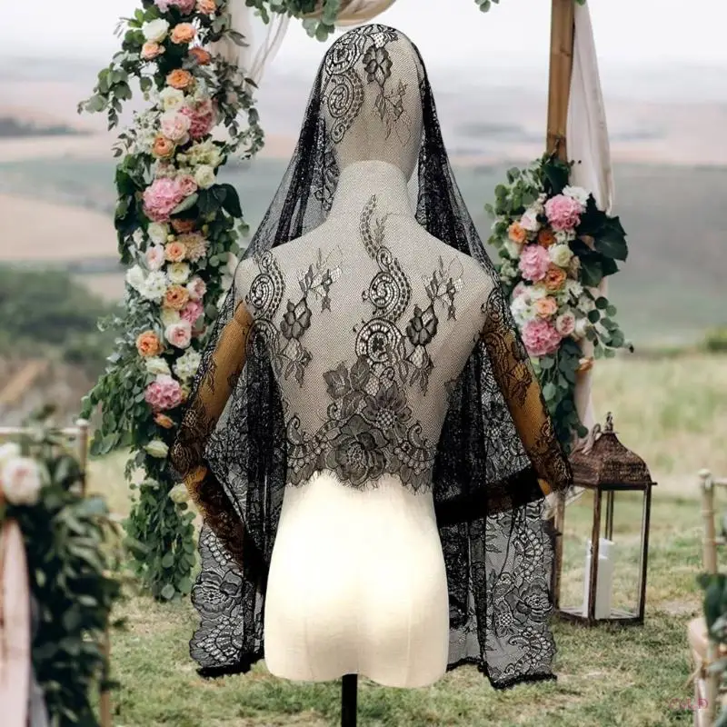 C6UD Delicatic Classical Lace Diseño negro tradicional Acento ceremonia femenina