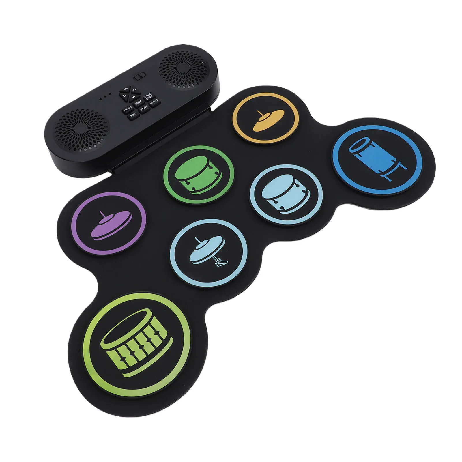 

Electronic Drum Set Rechargeable Portable Silicone 9 Drums Practice Pad with Drumsticks Headphone Jack Built in Dual Speakers