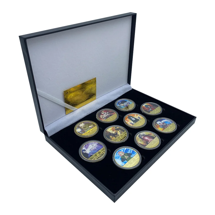Naruto Gold Coin Commemorative Collect Anime Figure Uchiha Madara Orochimaru Minato Anime Coin Collectibles Children'S Toys Gift